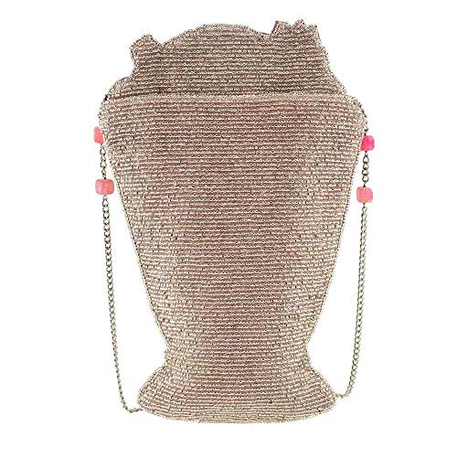 Mary Frances Shake It Up Beaded Milkshake Crossbody Novelty Handbag, Pink2
