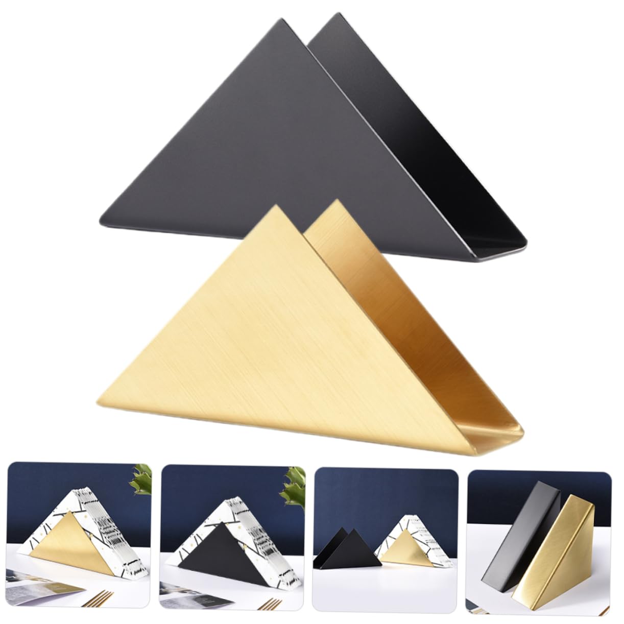 Servilletero de Mesa Triangular 2 Unidades de Acero Inoxidable Diseño Elegante y Sencillo Resistente y Fácil de Limpiar para Comedor y Restaurante