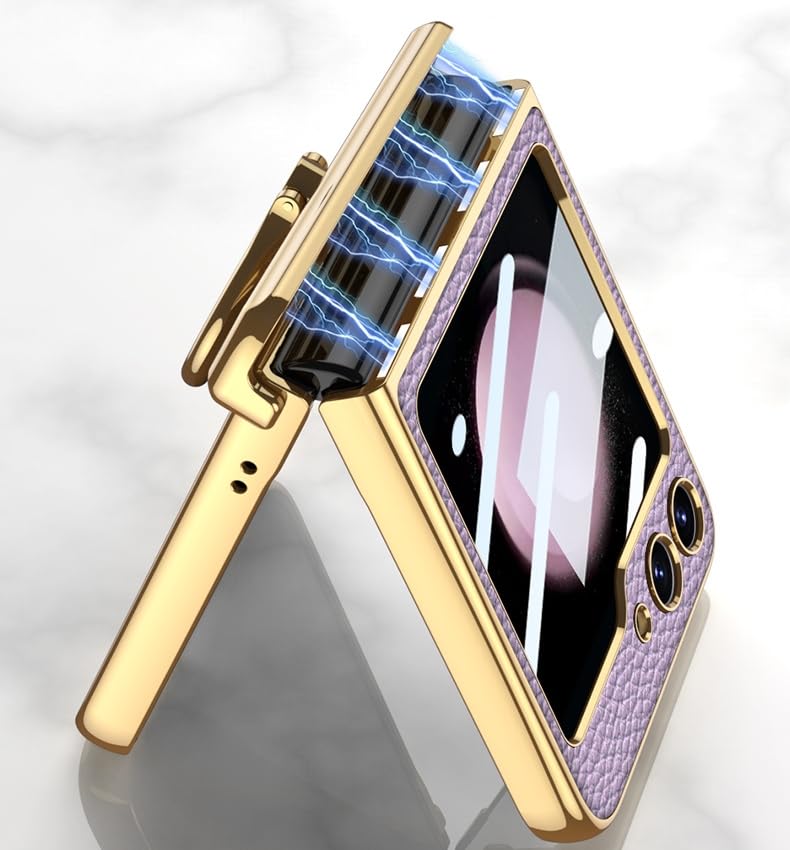 Amazon.co.jp: 適用Samsung Galaxy Z Flip 5 のための磁気折る革箱