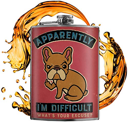 Apparently I'm Difficult - 8oz Flasks For Liquor For Men - Stainless Steel Flask For Women - Groomsmen Gifts - Whiskey Flask - Alcohol Flask For Men - Funny Flask - Hip Flask - Trixie and Milo