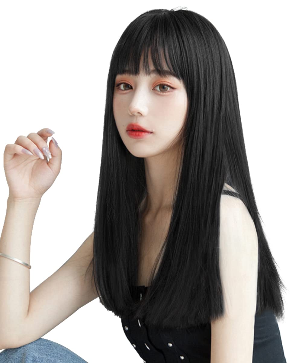 Amazon.co.jp: ORSUNCERウィッグ セミロング 黒 ストレート ブラック 