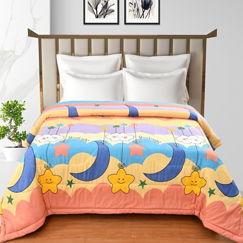 Image of FRESH FROM LOOM Microfiber Double Bed Kids Bed Blanket|Cartoon Printed for Kids Boy & Girls|Soft Children Comforter|All Seasons Blanket (90x100 Inches),TC - 144,Multicolor
