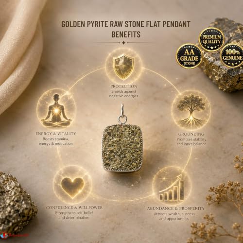Image of REMEDYWALA Charged Energized Raw Stone Pendant with Metal Chain | Raw Stone Pendant for Women and Men