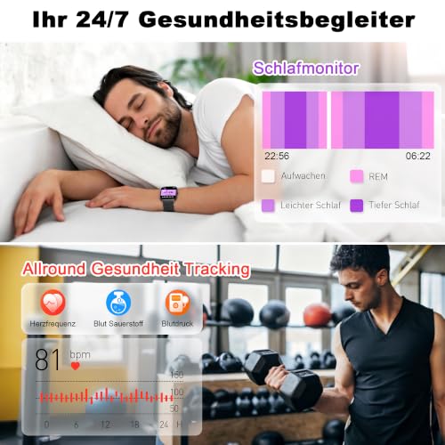 LODIMEKE Smartwatch Blutdruckmessung, Fitnessuhr Herren Damen – Ansicht 3