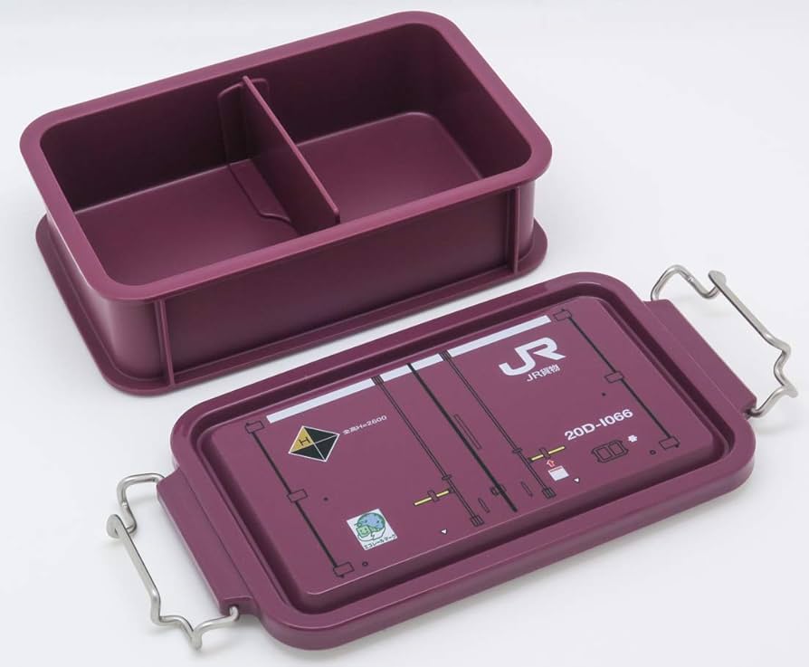 OSK 弁当箱 コンテナランチボックス JR貨物 エンジ 600ml [仕切付/スタッキング可能/鉄道グッズの収納BOXにも] 日本製 食洗機対応  CNT-600