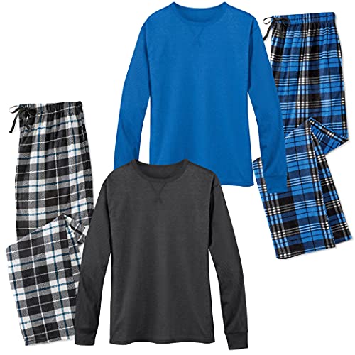 Collections Etc 2-Piece Mens Microfiber Long Sleeve Pajama Set - 4-Pack2