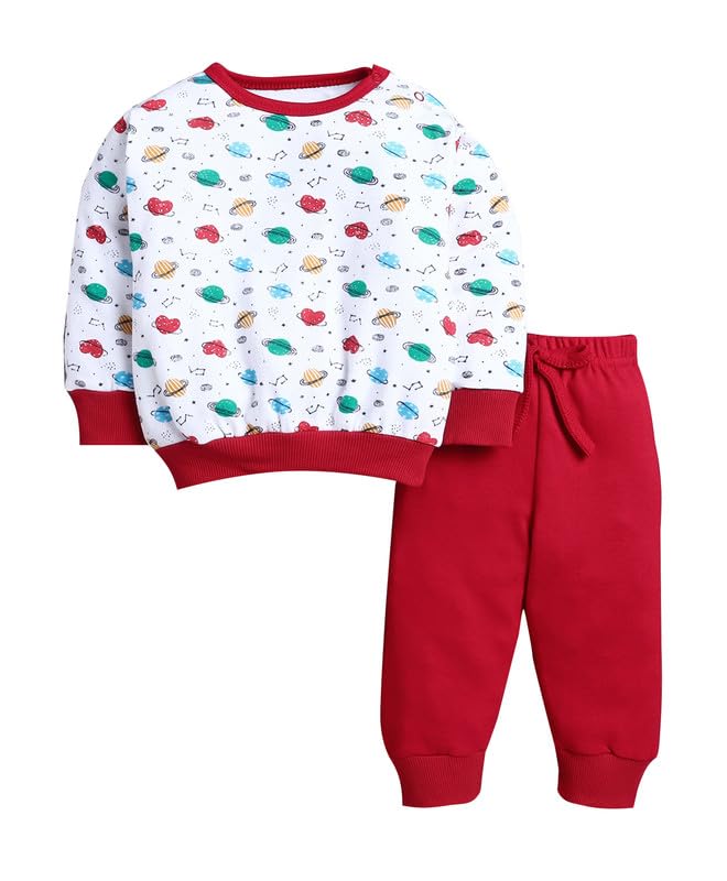 BUMZEE Baby Boys Cotton Round Neck Full Sleeves T-Shirt & Jogger Set (Peb11081087)