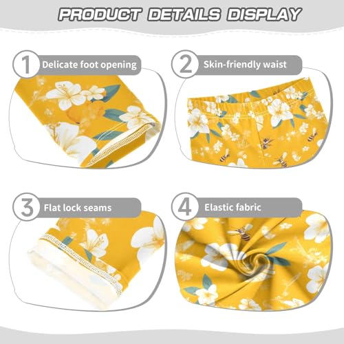 KLL Bees on Yellow Toddler Baby Girl Leggings Casual High Waisted Yoga Pants Sports3