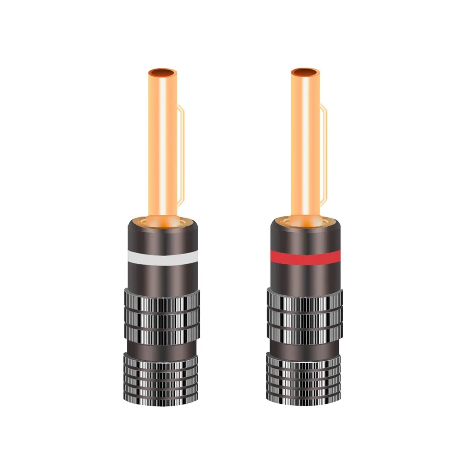 2 szt./1 para wtyczek bananowych, pozłacane 24 K, wtyki bananowe z nakrętką, do wtyczki audio jack wtyków, głośników, białe i czerwone