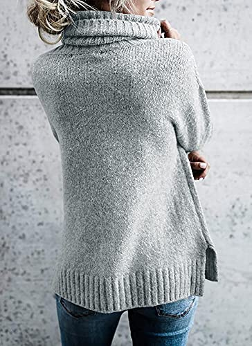 FISACE Womens Oversized Turtleneck Pullover Sweater Cable Knit Long Sleeve Sweater Tops4