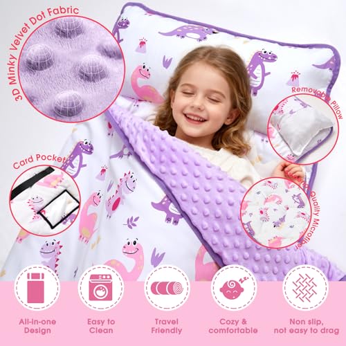 Image of ACRABROS Toddler Nap Mat with Pillow and Blanket, Large Rolled Napping Mats,Slumber Bags for Boys Girls,Kids Sleeping Bag for Daycare, Preschool Travel