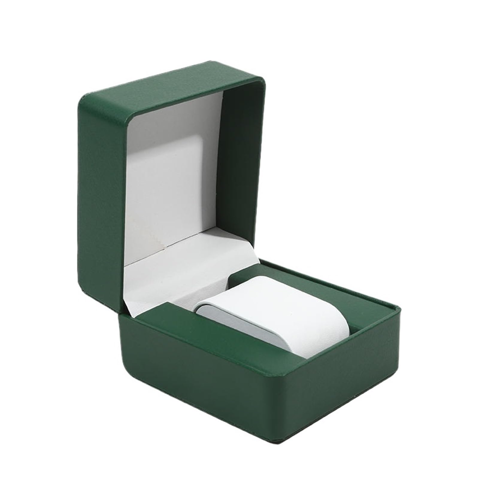 Cymmiyt Men's Green Inner Tray Watch Box Black Single Watch Box With Pillow Pu Leather Wristwatch Display Case Organizer For Clamshell Cover(Green Inner Tray)