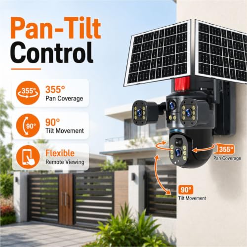 Image of XUGA - Cybernautt X10U Dual Solar 12MP 3 Lens PTZ Solar 4G Sim Outdoor CCTV Camera with 3 View | 360 | Night Vision | Motion Detection| Siren Alarm | 2 Way Audio | IP66 | Use Air-tel 4G Sim