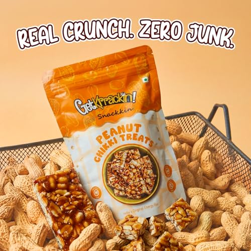 Image of GetKrrackin! Peanut Chikki Bites - 200g Each | Crushed Peanut Gajak Treats with Jaggery | No Added Colors or Preservatives | Crunchy Gazak | Gud Patti | Kadalai Mittai | Indian Sweets & Snacks
