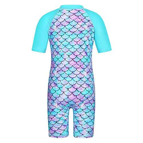 Image of TFJH E Short Sleeve Girls Swimsuits UV 50+ One Pieces Zipper 2-14Y | From beach vacations and pool parties to cruises and water parks, this colorful floral swimsuit is her summer favorite
