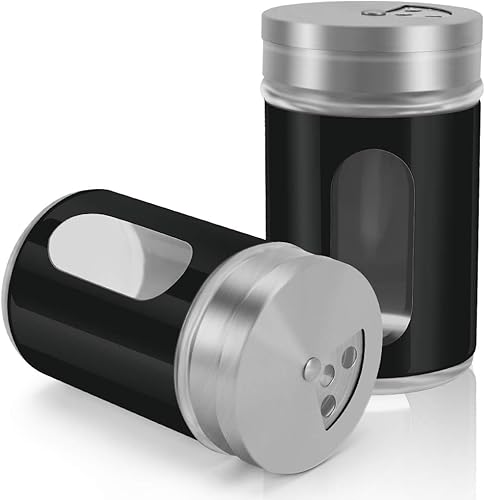 Miniatura 1 de Accmor 2 saleros y pimenteros, coctelera de acero inoxidable para sal en polvo, azúcar, canela, pimienta, dispensador de especias con agujeros de