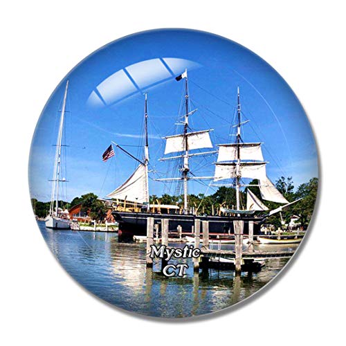 NA Mystic Seaport Museum Connecticut USA 3D Fridge Refrigerator Magnet Whiteboard Magnet Souvenir Crystal Glass