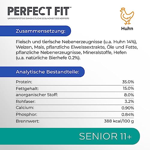 PERFECT FIT Senior Trockenfutter für ältere Katzen ab 11 Jahren - Huhn, 750g (6 Beutel)