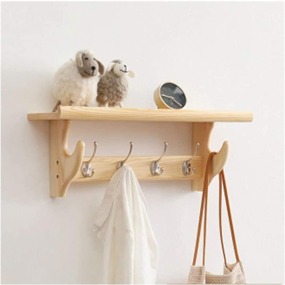 Porte-manteau mural avec étagère en bois rustique pour sublimer votre entrée