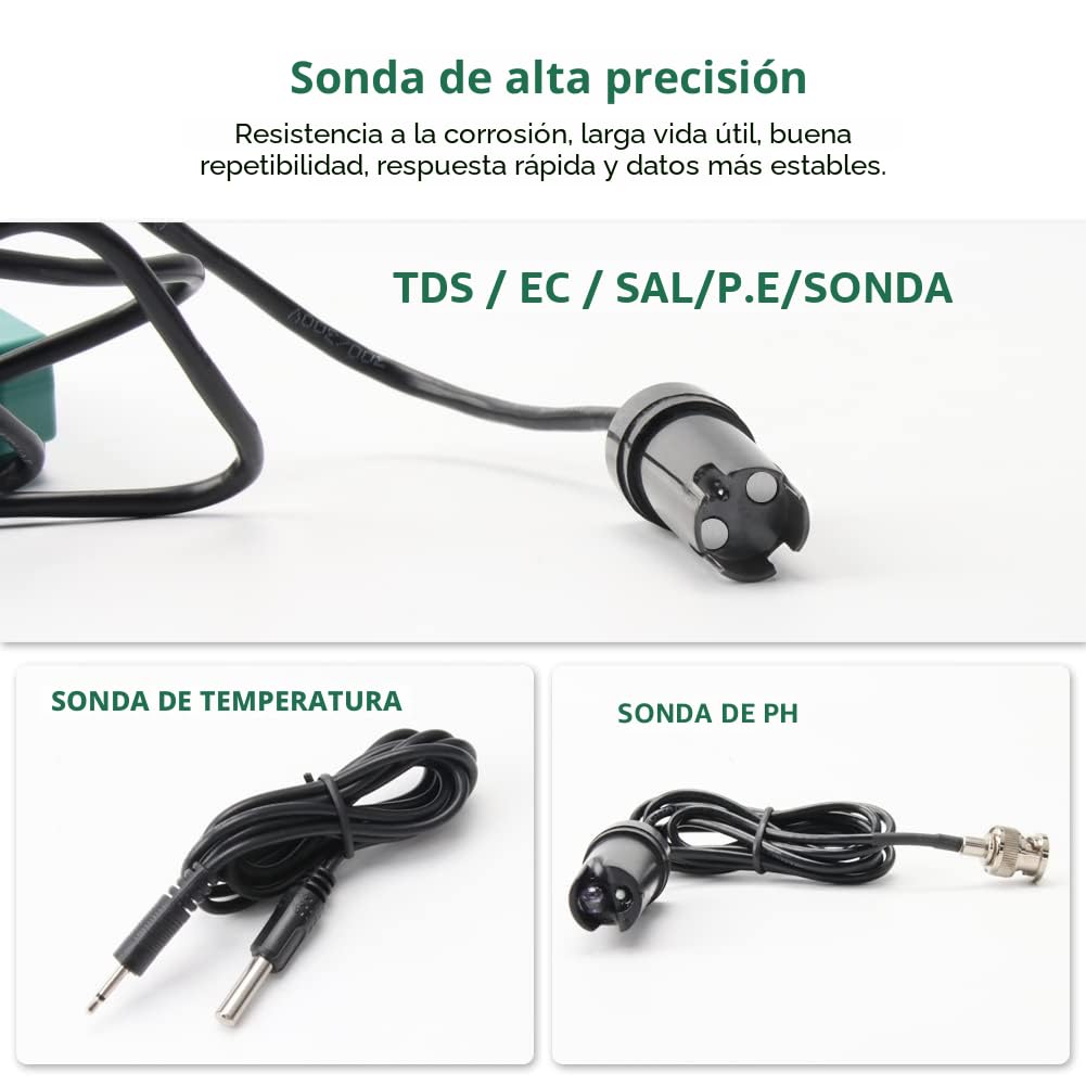Probador de calidad del agua 6 en 1 WiFi Multiparámetro Monitor de calidad del agua PH digital/Sólidos disueltos totales/EC/S.G/Sal/Medidor de temperatura para Acuario