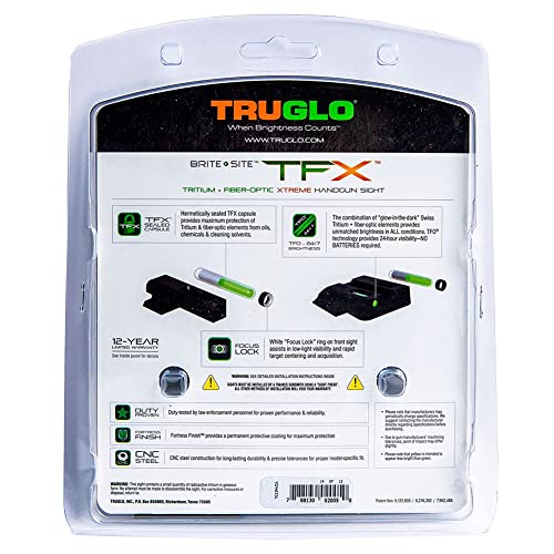 Image of TRUGLO TFX Handgun Sight | Durable Shock-Resistant Compact Brightly Glowing Tritium & Fiber-Optic Xtreme Day /Night Sight for Handguns