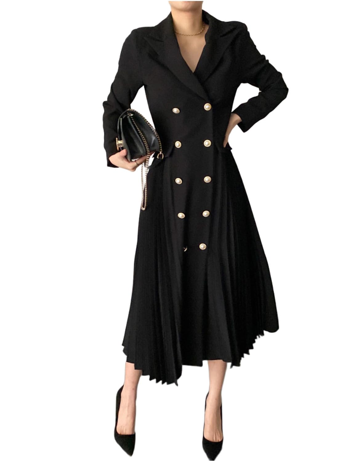 Womens Double Breasted Long Suit Blazer Wedding Formal Dress Coat for Activity Performance Interview