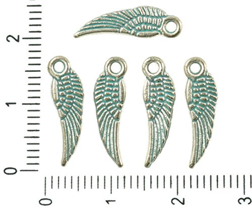 14pcs Antico Tono Argento Blu Turchese Patina di