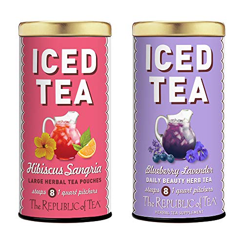 The Republic of Tea Fruity and Floral Iced Tea Combo Pack, Sangria Hibiscus Iced Tea and Blueberry Lavender Iced Tea
