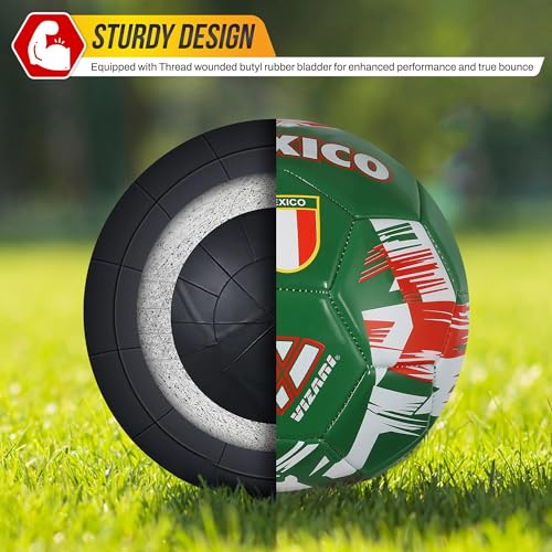 Image of Vizari Country Soccer Ball with Long-Lasting Air Retention Bladder and Machine-Stitched Panels | Consistent Bounce for Passing and Shooting | Eye-Catching National Colors Design