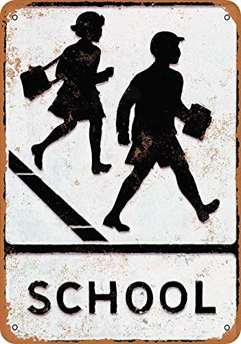 Fsdva 8 x 12 METAL SIGN - School Crossing - Vintage Wall Decor Art