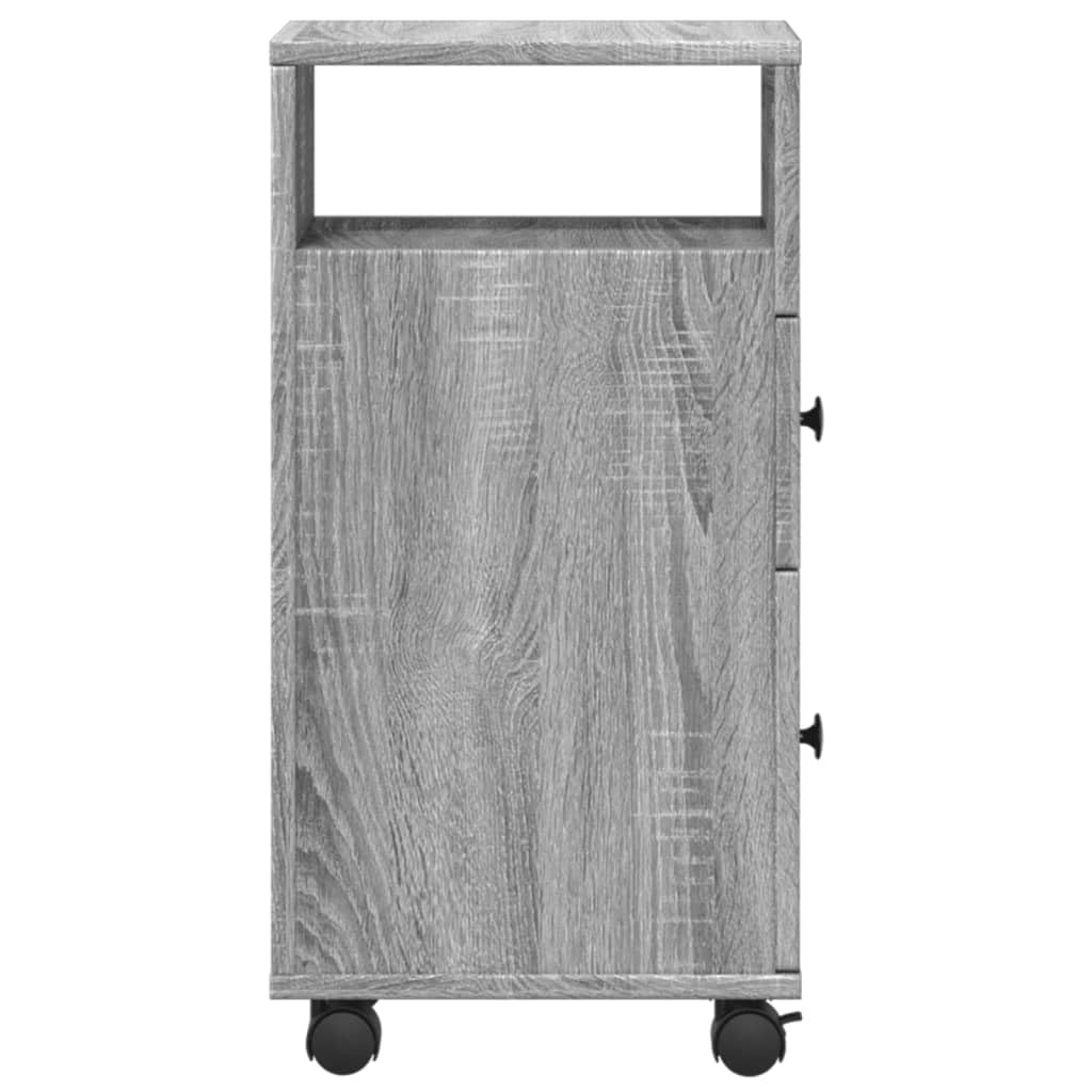 Mobile da Bagno Stretto con Ruote Grigio Sonoma in Truciolato, 2 Cassetti