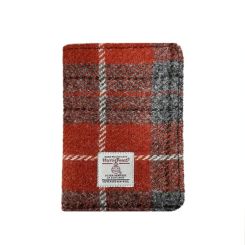 Harris Tweed Leather Passport Holder for Travel, Slim & Lightweight Passport Cover with Vaccine Card Slot, RFID Blocking, Ideal for Women and Men (No.873)
