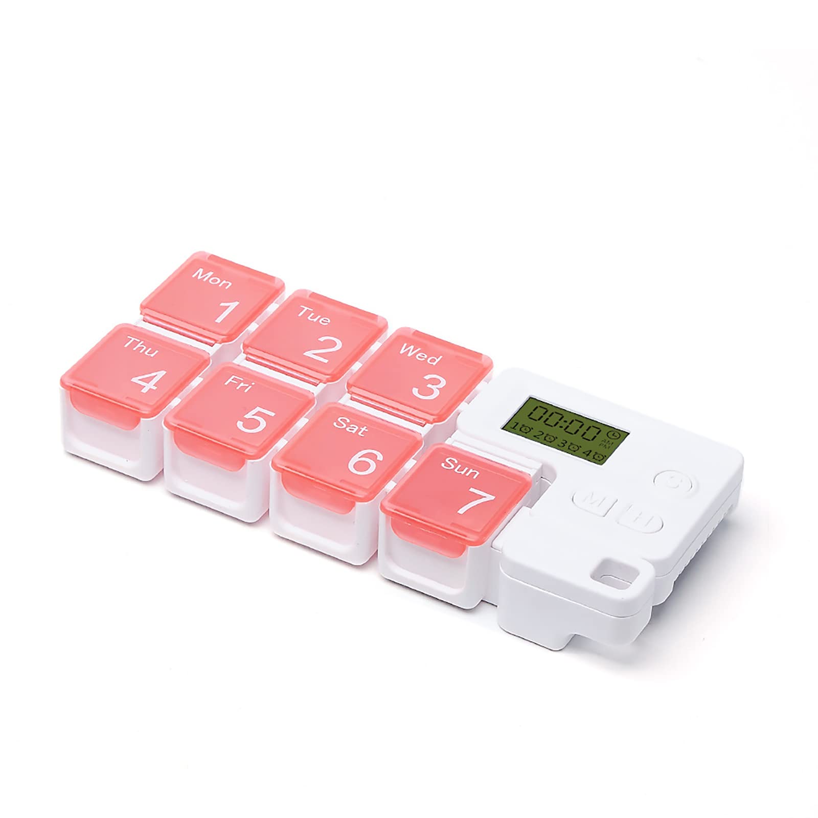 Pastillero 7 Días con Alarma Pequeño Digital Diario Portátil con Temporizador Recordatorios De Alarma para Tomar Medicamentos Todos Los Días Digital Organizador Semanal De Píldoras