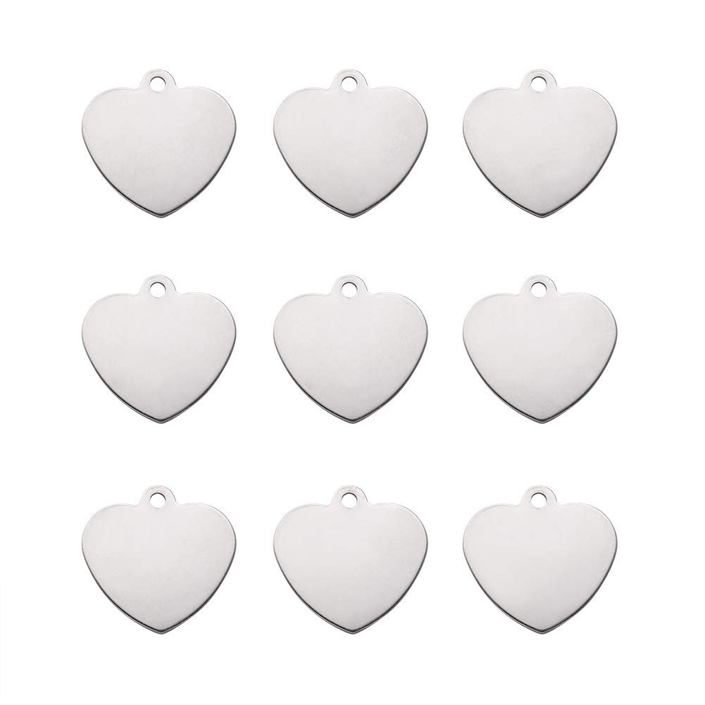 Cheriswelry10pcs Heart Metal Pendants Charms Stainless Steel Stamping Blank  Tag Polished Dangle Pendants with 3mm Hole 30x29mm for DIY Craft Earring