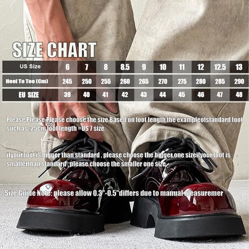 Men’s Gradient Patent Leather Chunky Platform Oxfords Big Round Toed Chunky Heel Non Slip Derby Shoes Fashion Casual Lace Up Dress Shoes for Business Formal Office2