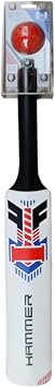 Hammer Plastic Cricket Bat Set One Soft Bat and Ball - Durable & Lightweight Cricket Bat Easy to Transport - Ideal Bat and Ball Set for Children/Junior/Boys - Classic White Color