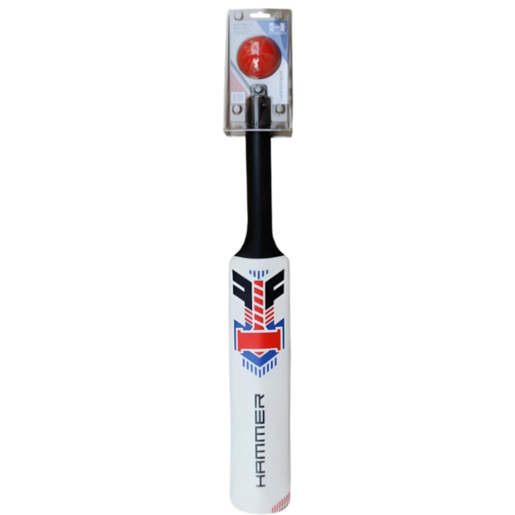 Hammer Plastic Cricket Bat Set (One Soft Bat and Ball) - Durable & Lightweight Cricket Bat Easy to Transport - Ideal Bat and Ball Set for ‎Children/Junior/Boys - Classic White Color