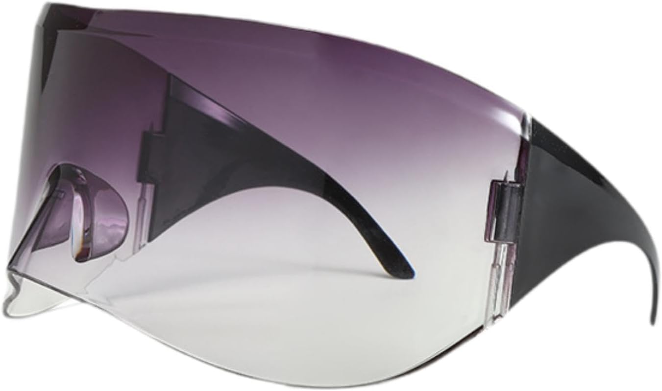 Enakshi® Oversized Wrap Around Sunglasses Futuristic Sunglasses for Men Women Running Purple|Sporting Goods | Cycling | Sunglasses & Goggles