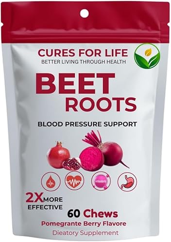 Masticables de corazón de raíz de remolacha, soporte de óxido nítrico y presión arterial, extracto de semilla de uva y polvo de raíz de remolacha