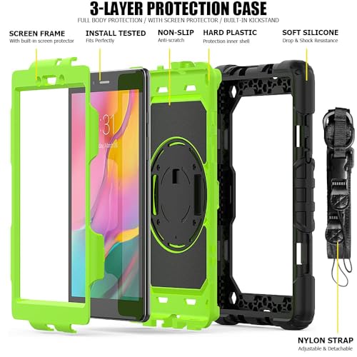 Coque Samsung Galaxy Tab A 8 2019 anti-choc intégrale noire et verte - 3