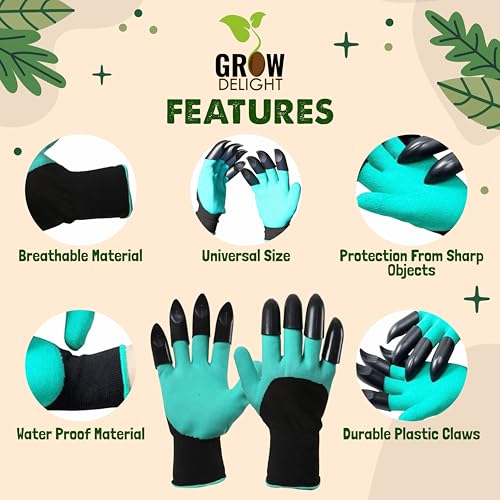 Image of Garden Gloves With Double Claws | Heavy Duty Gloves for Gardening & Farming | Reusable, Washable Gloves for Digging, Planting & Pruning | Garden Accessories for Men & Women