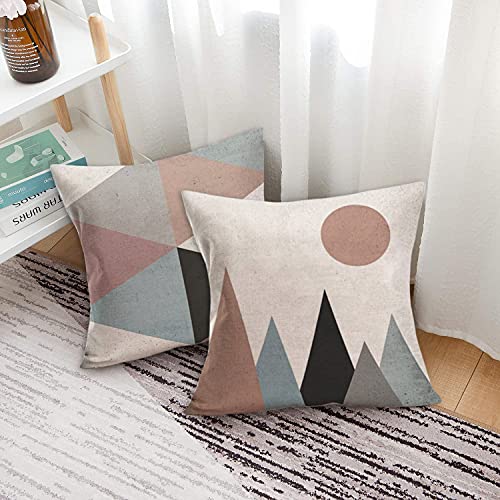 Xihomeli A1 Geometry Theme Cotton Linen 16X16 Inch Throw Pillow Covers Triangle Circle Sun Mountain Pattern Cushion Case Set Of 4 Colorful Geometric Pillowcase thumb #3