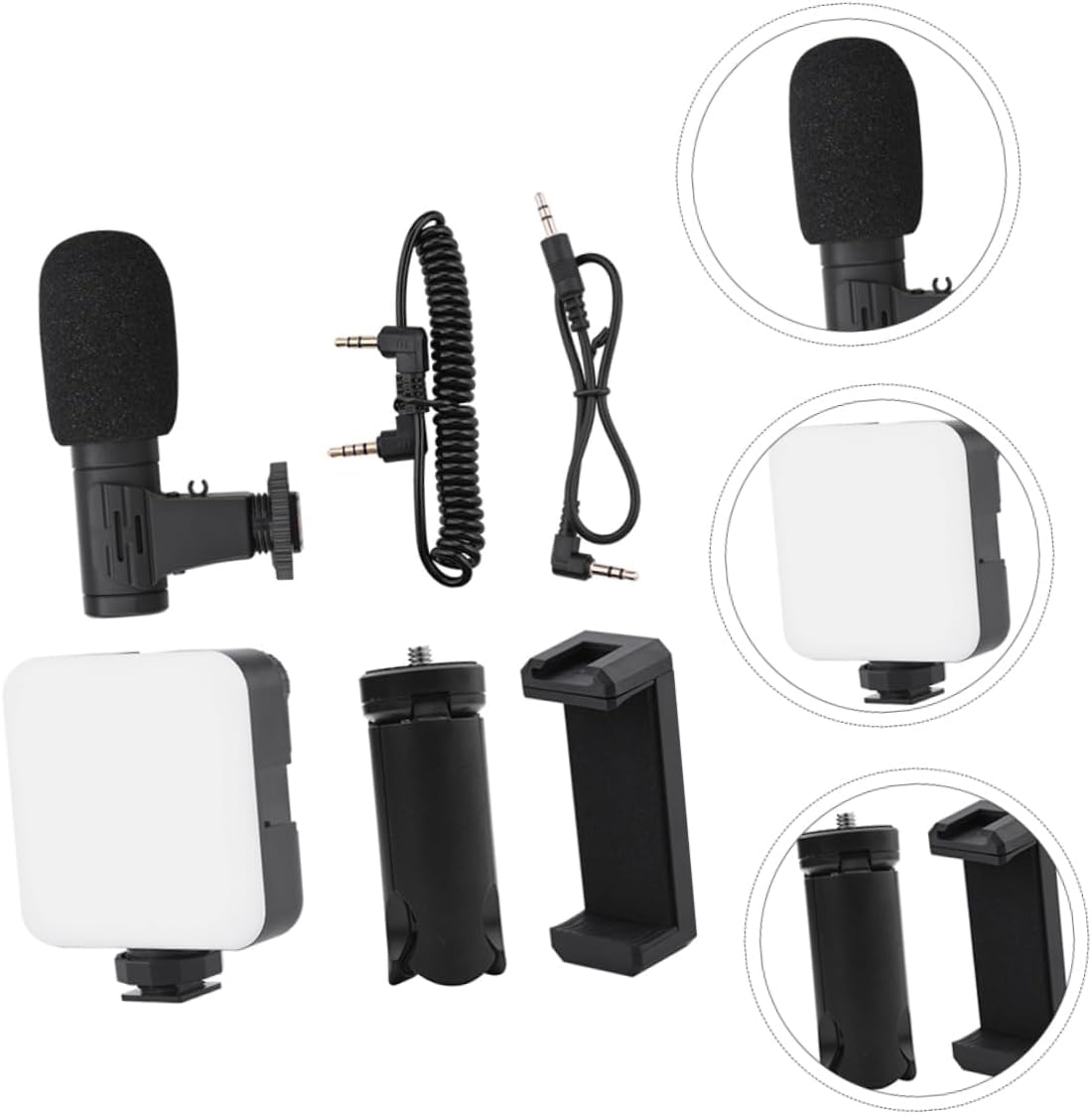 Angoily 1Set Smartphone Vlogger Kit Fill Lamp Phone Tripod Stand Microphone Phone Holder for Mobile Video Recording for Vloggers and Content Creators