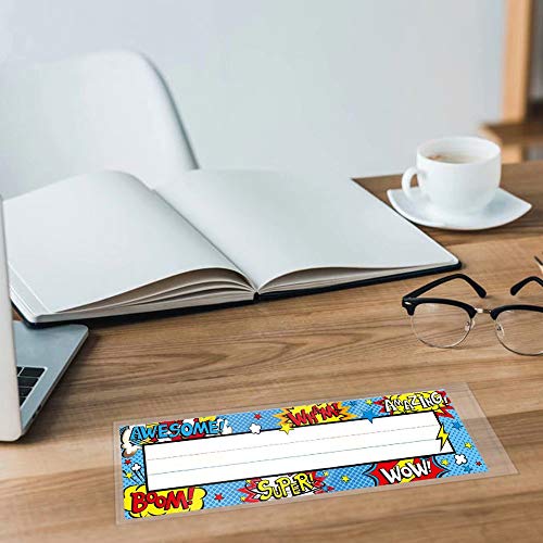 Meetory 36 Pieces 13.5” x 4.9” Clear Nameplate Pocket Self-Adhesive Desk Name Tag Covers for School Classroom Desk, Office Supplies(NOT Include Name Tags)
