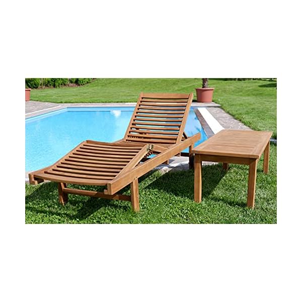 ALEOS Teak Sonnenliege Cozy+ mit Beistelltisch Coco