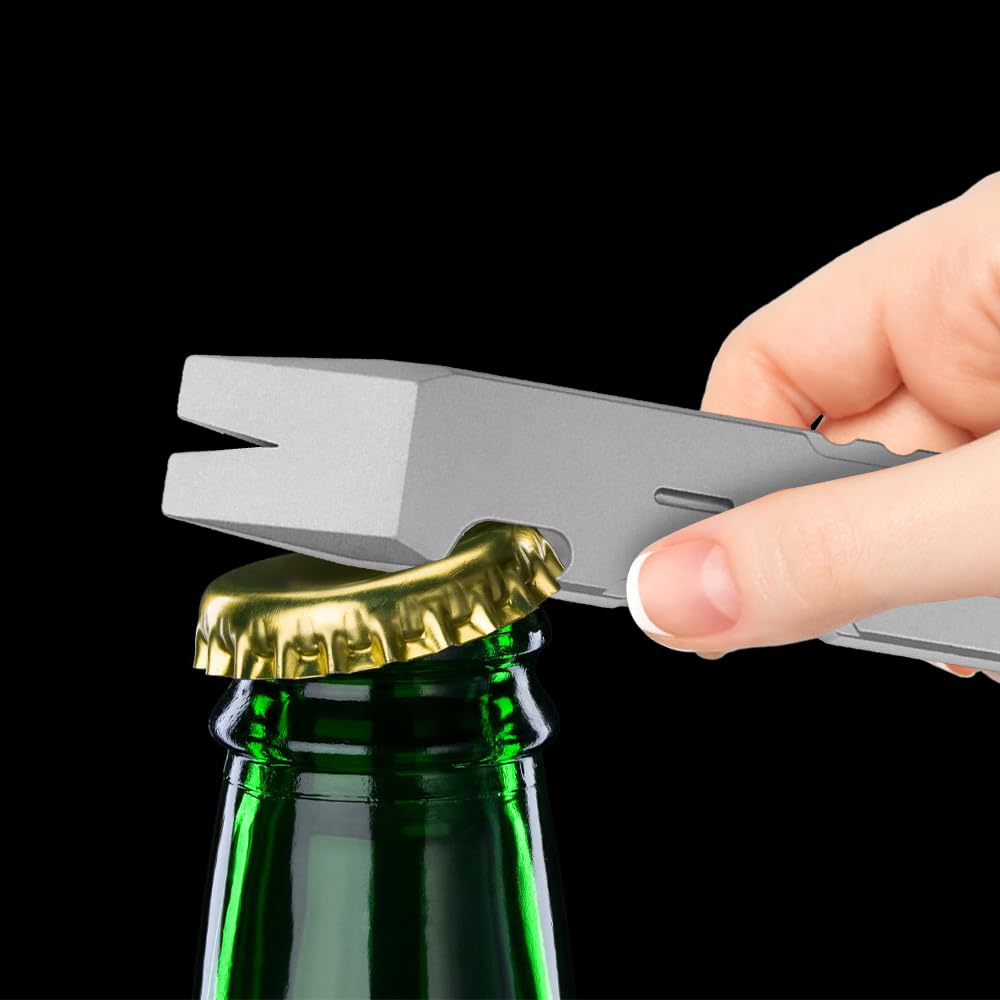 Mini Pry Bar, EDC Brechstange, Titan Taschen Brechstange mit Aufhängeloch und Flaschenöffner für Outdoor Camping Dschungel Abenteuer Jagd