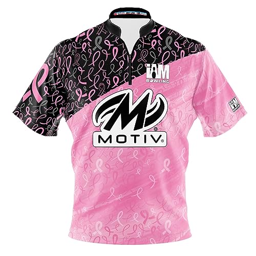 Logo Infusion Dye-Sublimated Bowling Jersey (Sash Collar) - I AM Bowling Fun Design 2036-MT - Motiv - Breast Cancer (3X-Large) Multicolored