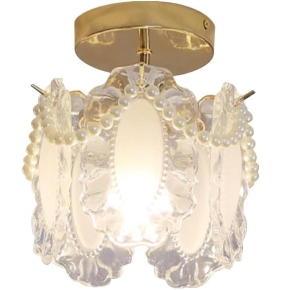 Petit plafonnier moderne en verre doré pour éclairage chambre et couloir