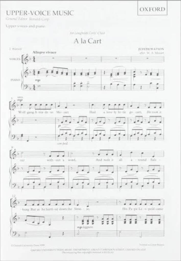 A la Cart: Vocal score