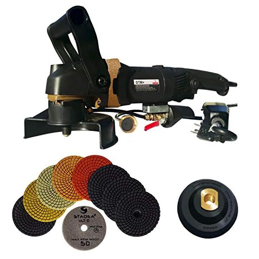 Stadea SWP108K Wet Stone Grinder Granite Wet Polisher - 5" Variable Speed Wet Polisher Grinder Kit with Diamond Granite Polishing Pads